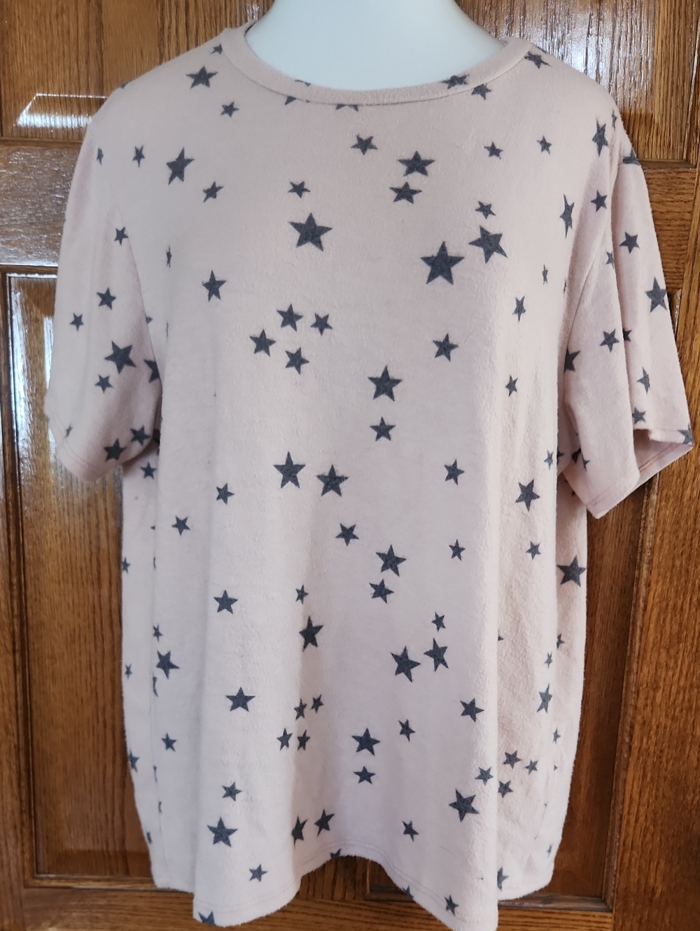 Womens Light Pink Star Print Short Sleeve Tee 2XL ChicSoul